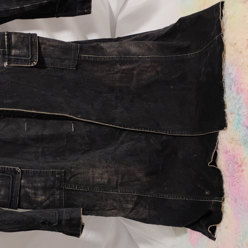 (X-63) SALE! RARE! Biscote Long Factory Distressed Jacket Sz.1 (No Buttons) - Picture 4 of 16